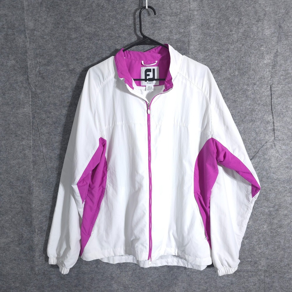 FootJoy‎ FJ Full Zip Mock Neck Golf Track Jacket Women's XL Light Purple White